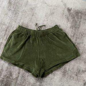 Suzi Kondi Olive Green velour Athletic/Lounge Shorts